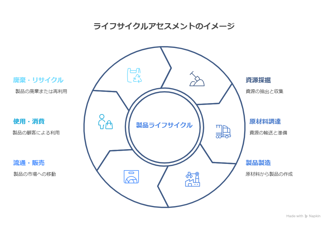 LCA(ライフサイクルアセスメント)のイメージ